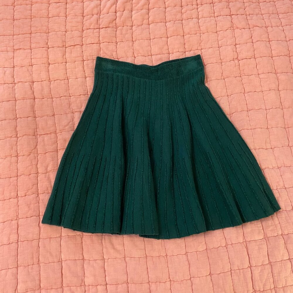 Anthropologie Meadow Rue Dark Green A Shape warm Skirt XS